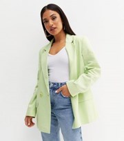 New Look Petite Green Linen Blend Oversized Blazer